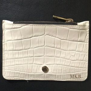 DeMellier White Croc-Embossed Wallet with Gold Accents